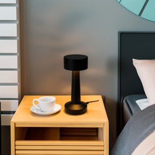 Well Home Lámpara de Mesa color Negro Recargable con 16 luces LED y 3 modos de iluminación Ø8,9x20,9cm