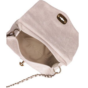 Borsa a tracolla da donna Made in Italy - Modello Floralia Lux - Pelle scamosciata - 25.0 x 15.0 x 11.0 cm