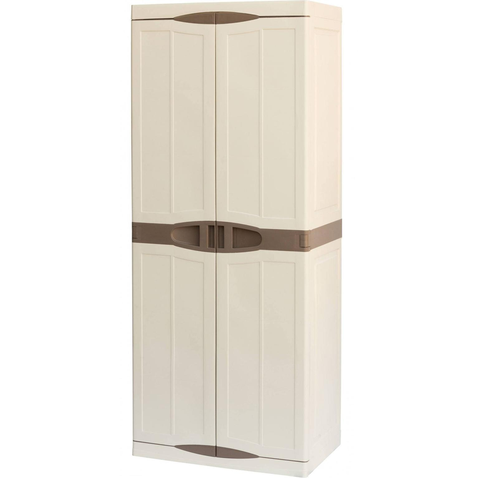 Armadio portascope da esterno o interno, Mobile a 2 ante 4 ripiani regolabili in polipropilene, 100% Made in Italy, cm 70x47h178, colore Beige