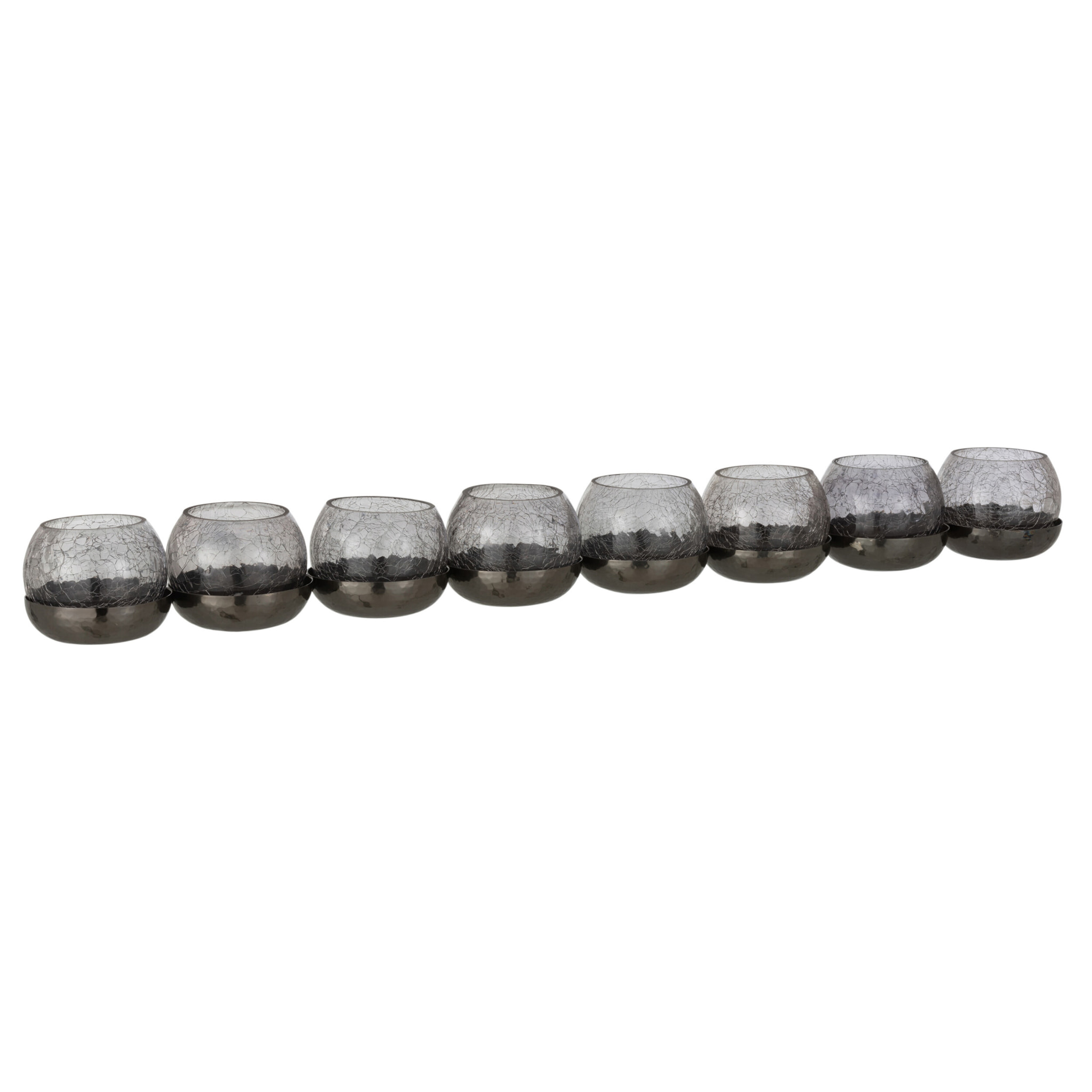 J-Line bougeoir 8 Boules Craquele - verre/acier - noir