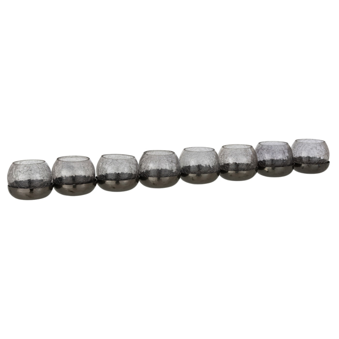 J-Line bougeoir 8 Boules Craquele - verre/acier - noir