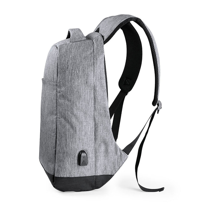 Connessione USB per zaino antifurto. Tasca imbottita per laptop e tablet. Schienale e spallacci imbottiti