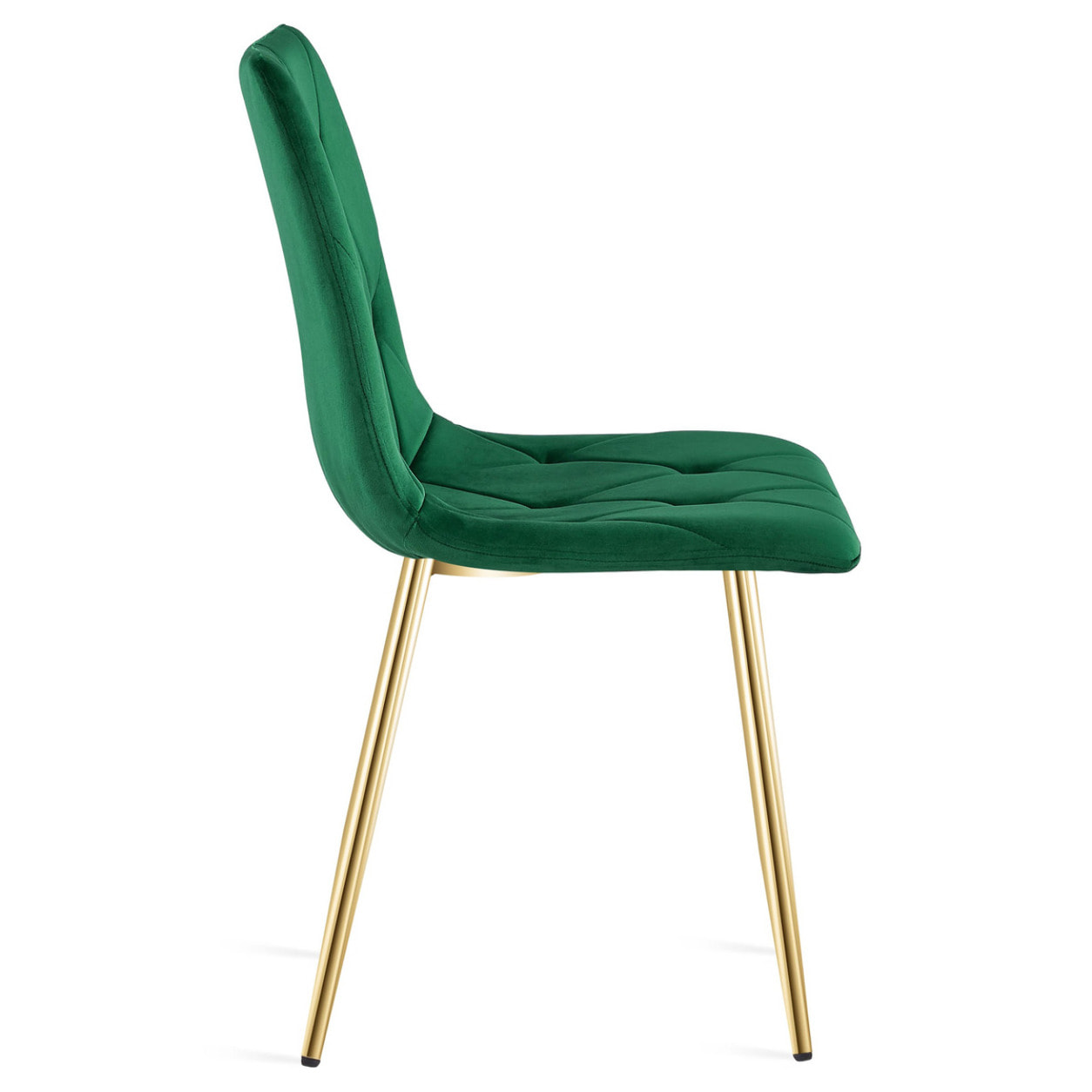 Sedia Libra in velluto verde scuro con gambe dorate