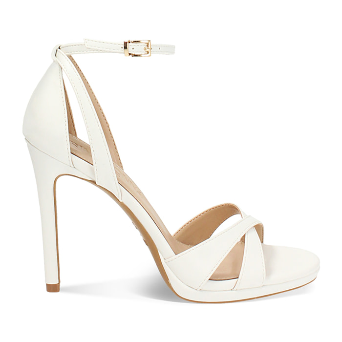 Sandalo donna bianco fashion, tacco 10,5 cm