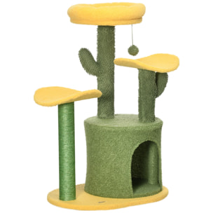 Árbol Rascador para Gatos en Forma de Cactus Altura 83 cm con Cama Caseta Postes