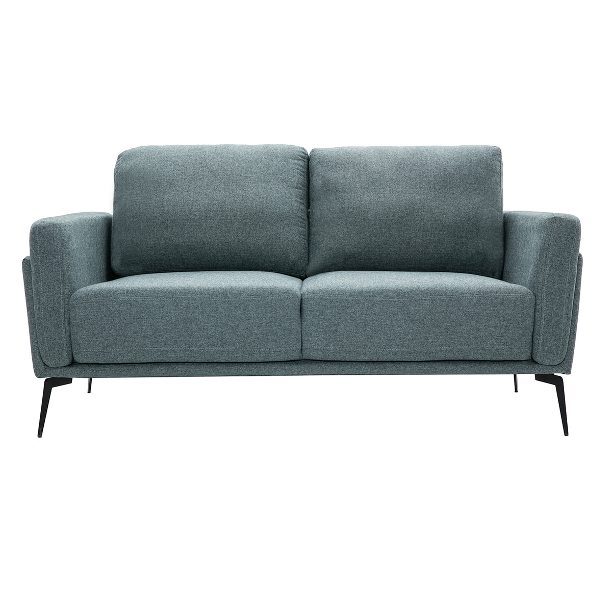 Canapé design 2 places en tissu vert de gris et métal noir MOSCO