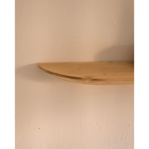 Pack 3 étagères flottantes arrondies en bois massif ton chêne moyen différentes tailles