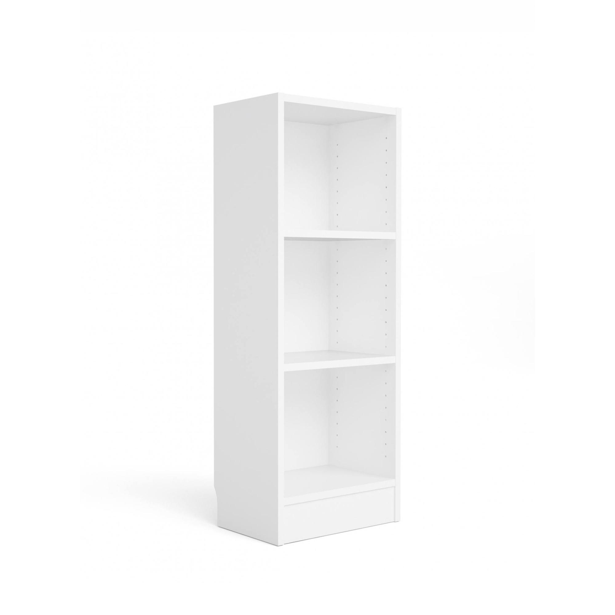 Libreria a tre ripiani, colore bianco, cm 40 x 107 x 26