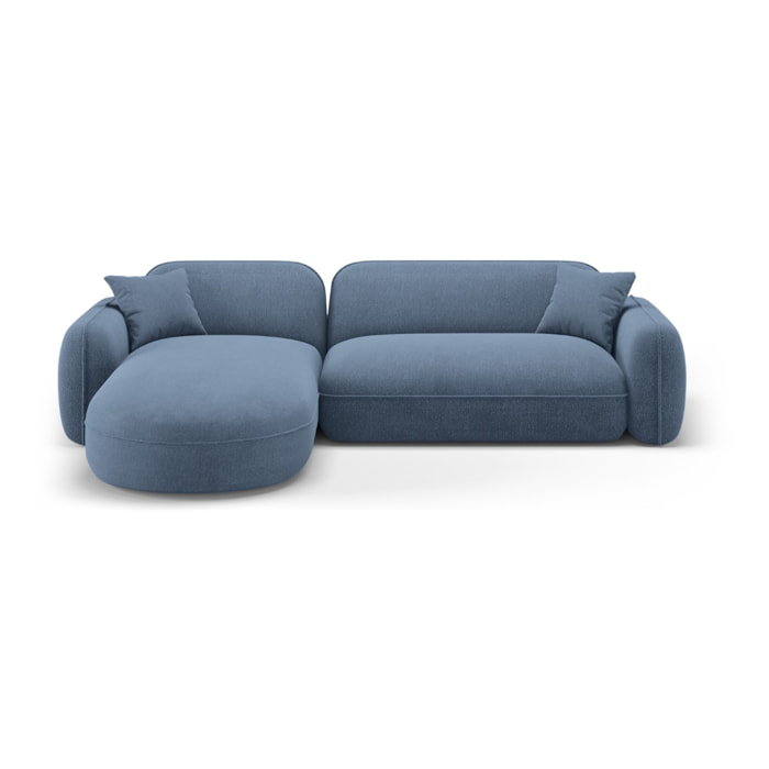 Canapé d'angle gauche modulable "Lucien" 4 places en velours blue jeans