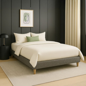 Lit Cancun | Cadre à lattes | Robustesse et confort | Montage simple rapide | Bouclette | Gris clair