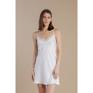 Camicia da notte in raso con spalline sottili e dettagli in pizzo articolo pleasure Noidinotte