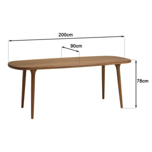 VICK - Table de jardin en bois d'Angélique huilé 200x90cm