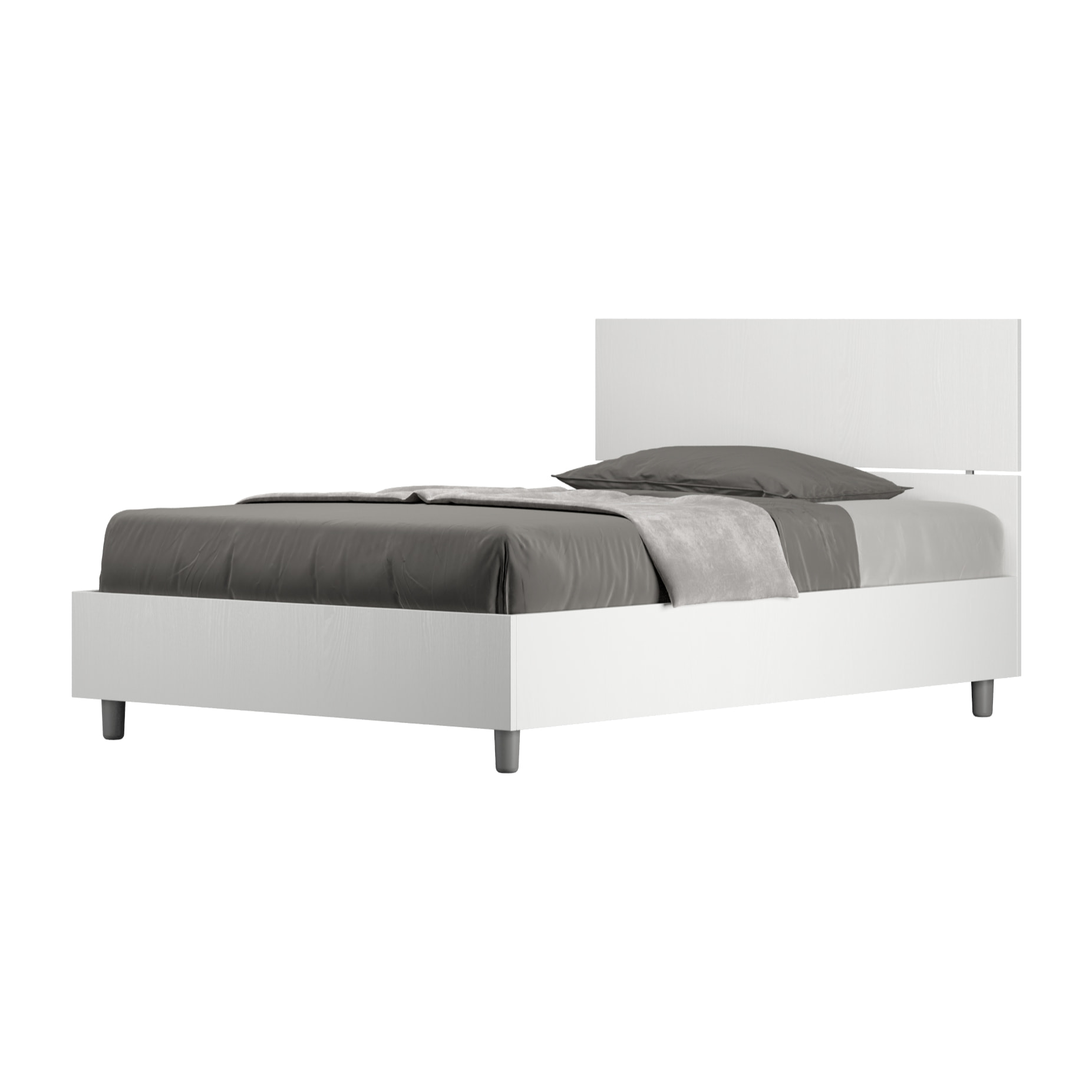 Letto una piazza e mezza contenitore 120x200 testata dritta bianco frassino Demas