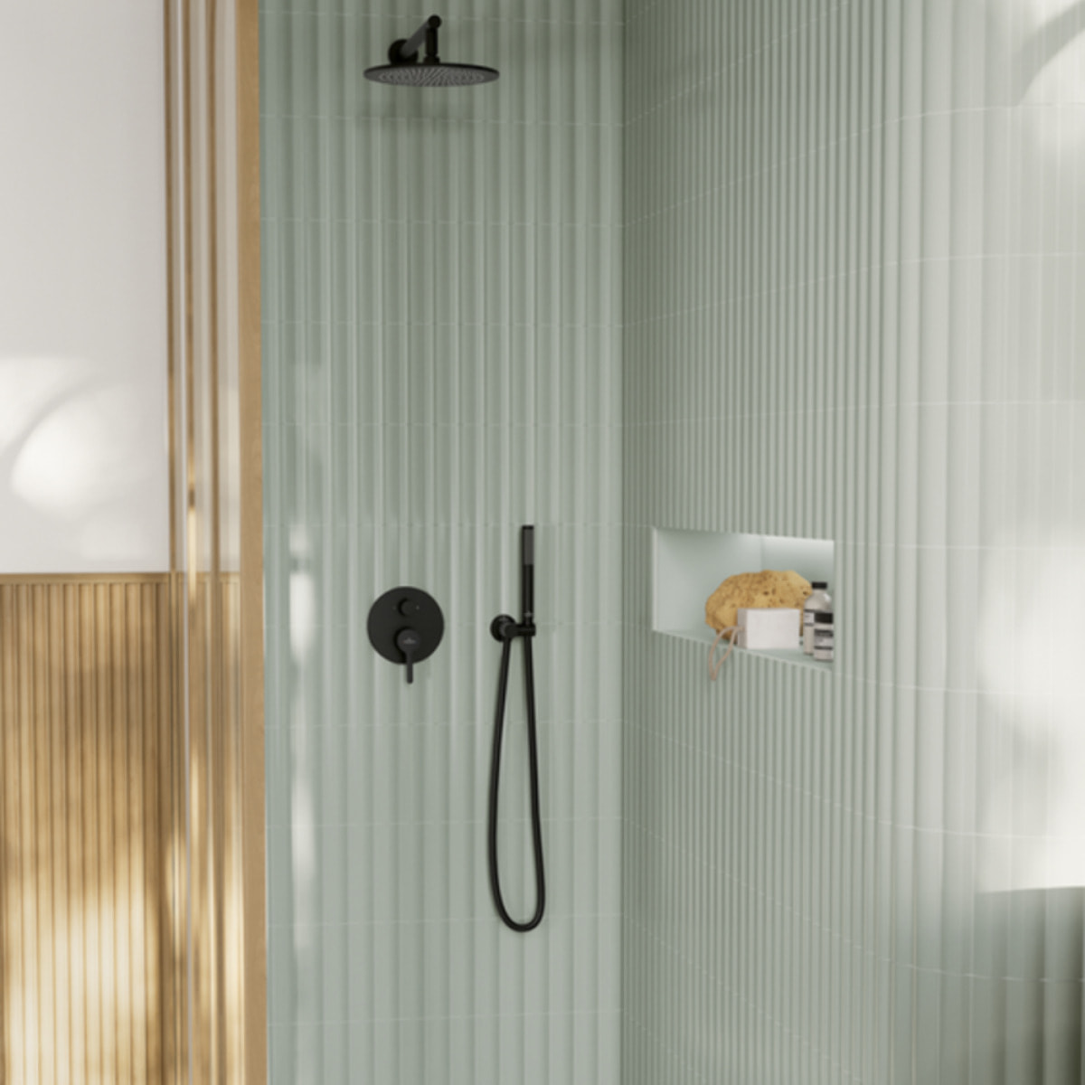 Pommeau de douche VILLEROY & BOCH Verve Showers Stick + Flexible de douche Universal Showers 160 cm Noir mat