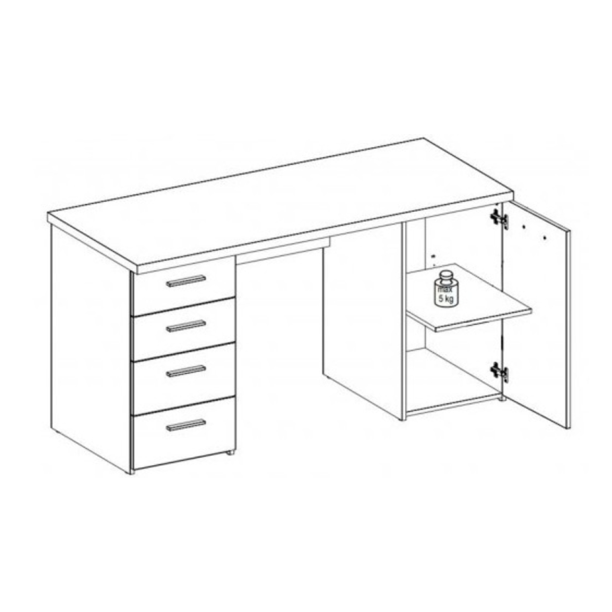 Bureau avec rangements 145 cm - ESTEBANE