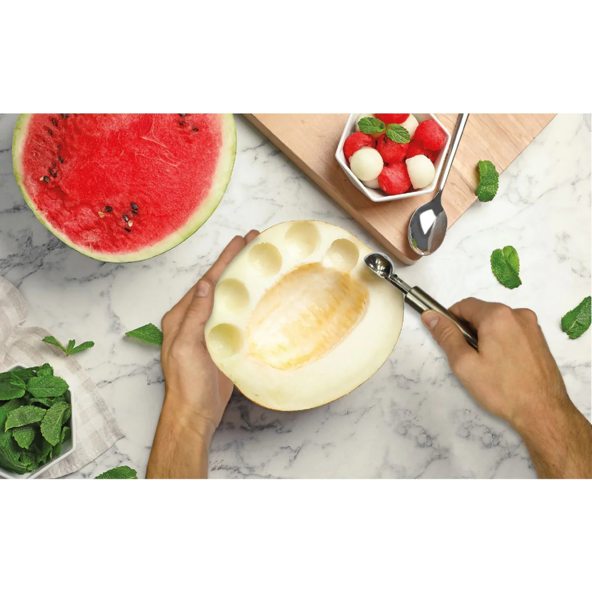 Ensemble de 2 Cuillères à melon type Cuillères à pomme parisienne Fackelmann Elemental