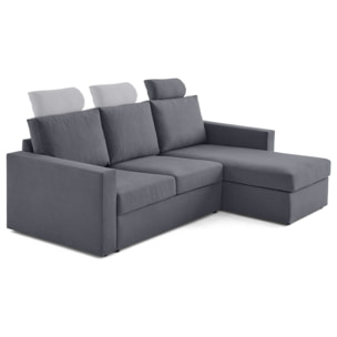 Barrie - canapé d'angle réversible 4 places avec têtière amovible en tissu - Gris