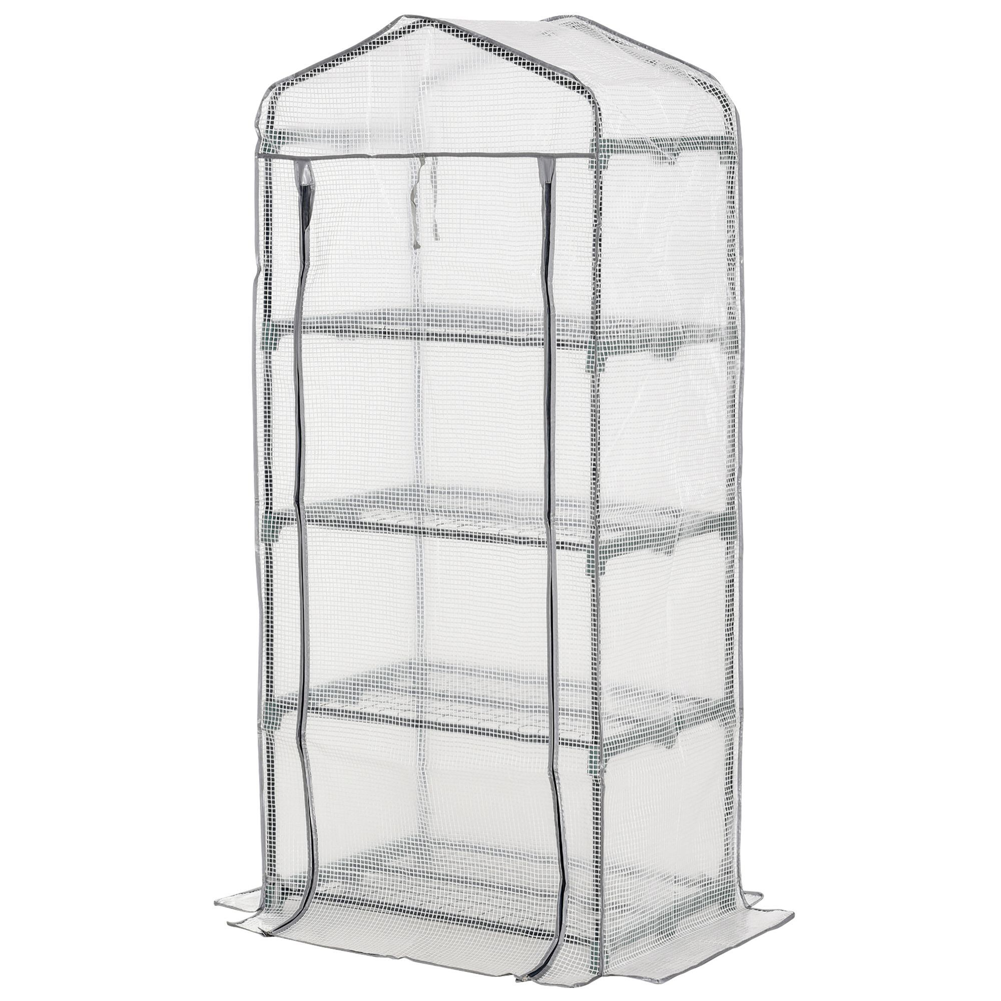 Serre de jardin balcon étagère serre 4 niveaux 0,7L x 0,5l x 1,6H m acier galvanisé bâche amovible PE haute densité blanc