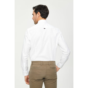 Camicia Uomo 1 Bottone Button Down Slim Cotone Unito Bianco