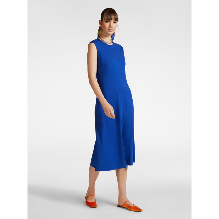 Elena Mirò - Vestido longuette en tejido de punto - Azul aciano