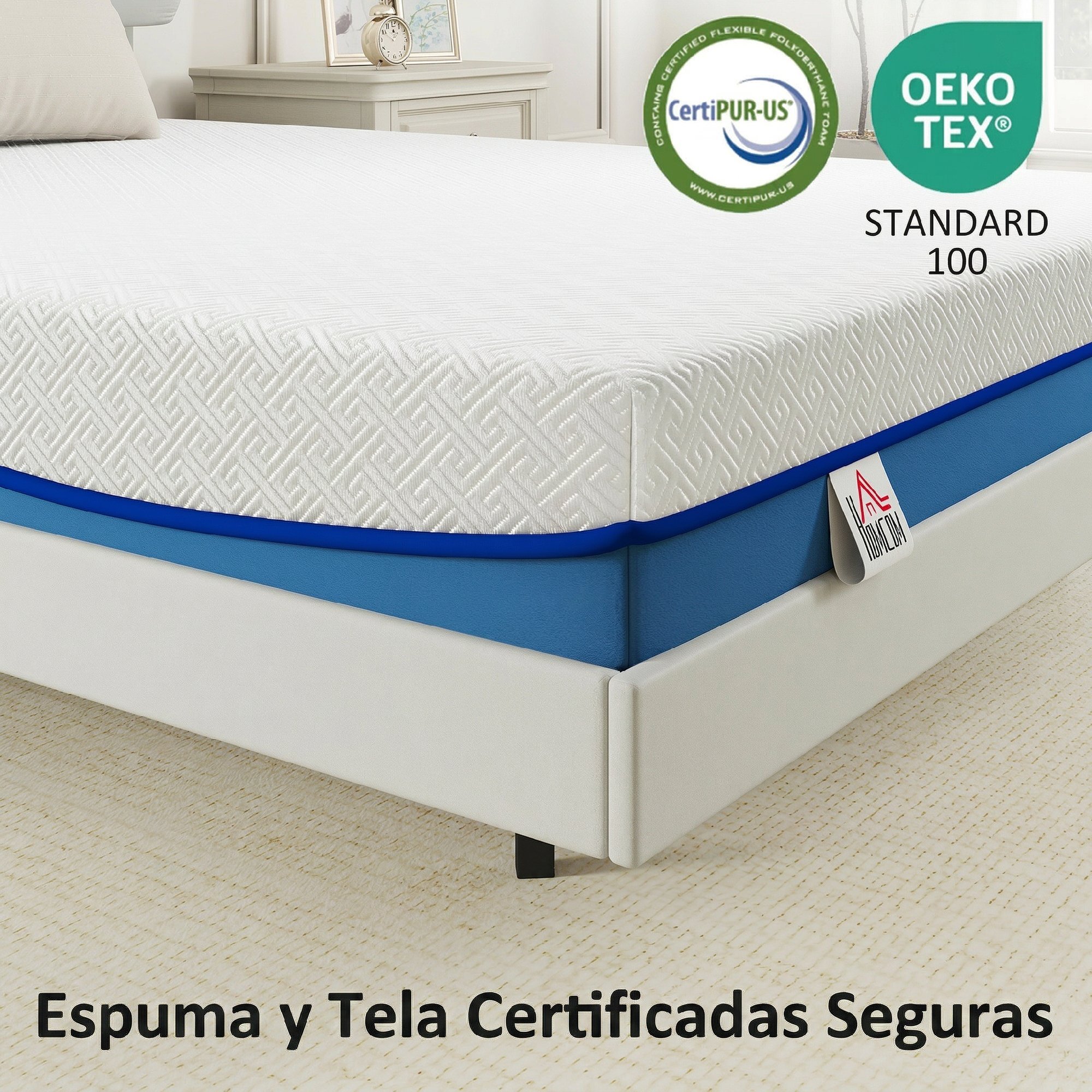 Colchón 190x135 cm, Grosor 20 cm, Colchón Viscoelástico con Té Verde, Firmeza Media, Cama Refrescante con Espuma de Gel y Funda Lavable, Certificado Oeko-Tex, Enrollable en Caja