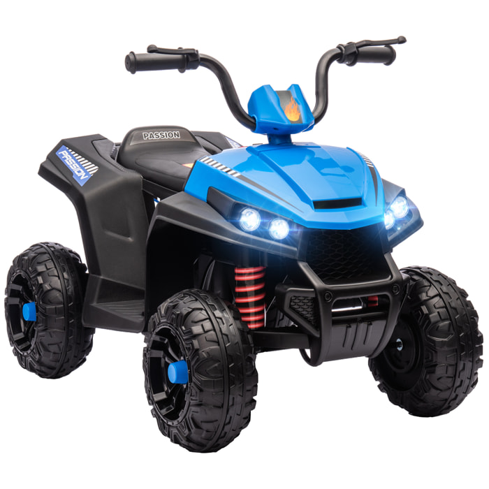 Quad Eléctrico para Niños de +3 Años Coche Eléctrico para Niños con Batería 12V Velocidad 5 km/h Faros Música MP3 Avance y Retroceso Carga 30 kg Azul