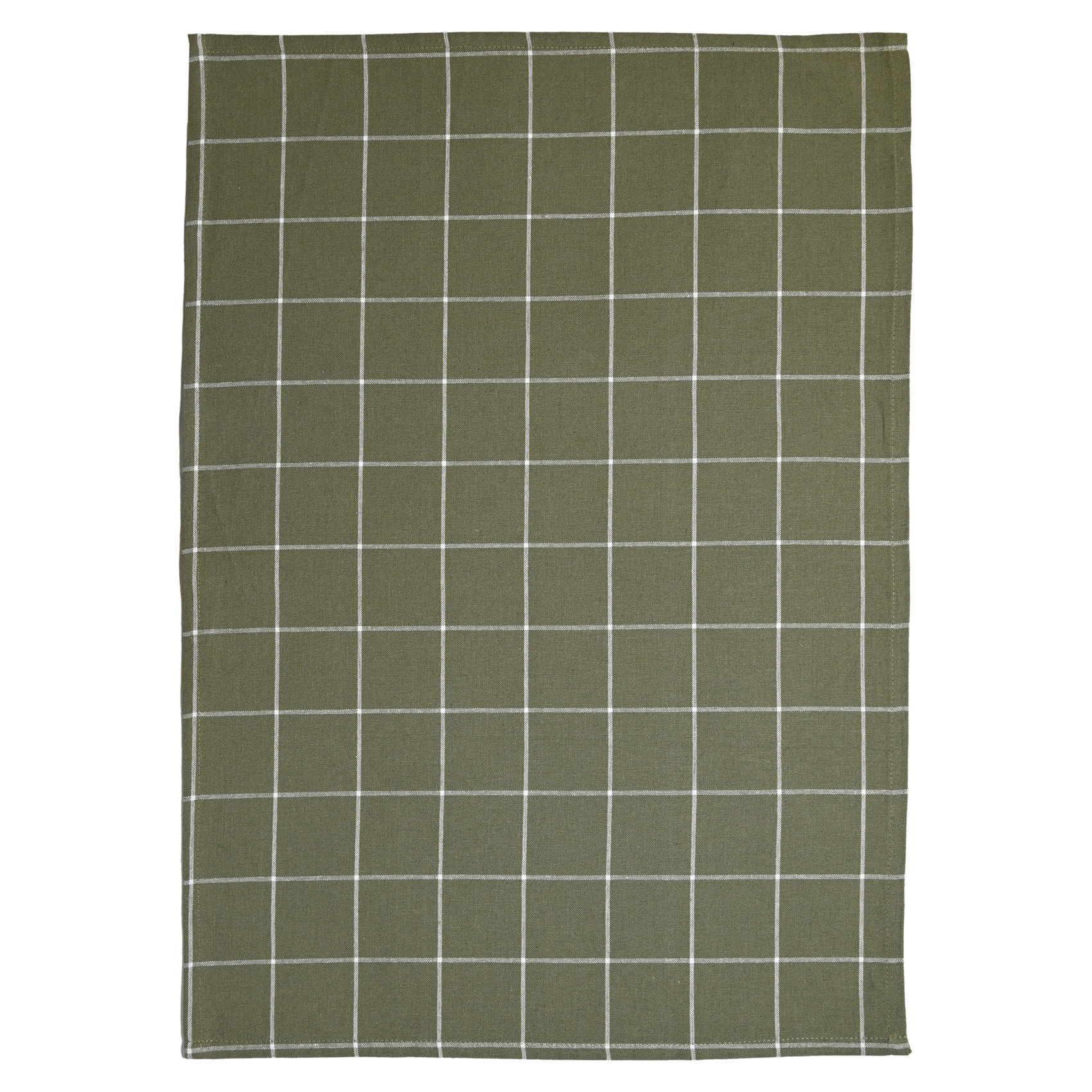 Torchon de cuisine en coton à motif carreaux - Kaki