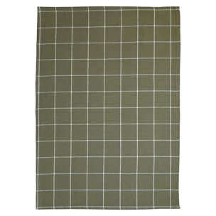 Torchon de cuisine en coton à motif carreaux - Kaki