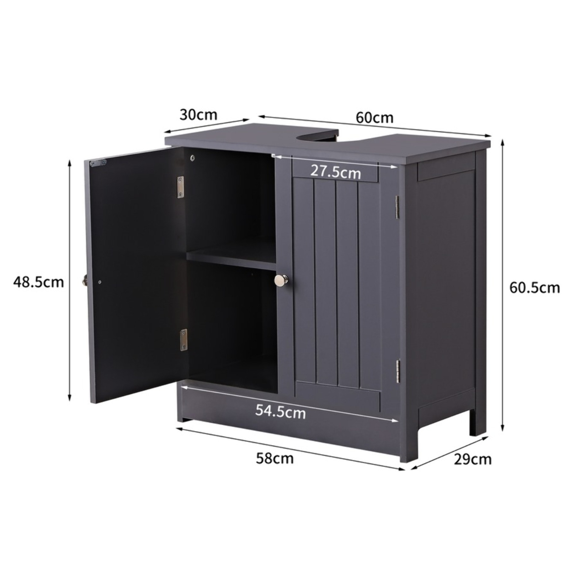 Mobile bagno sottolavabo grigio 60x30x60 - Caroline
