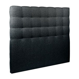 Lit avec sommier et tête de lit capitonnée - Tissu bouclette au style chic - Adapté à tous les matelas, montage rapide - Rangement XXL