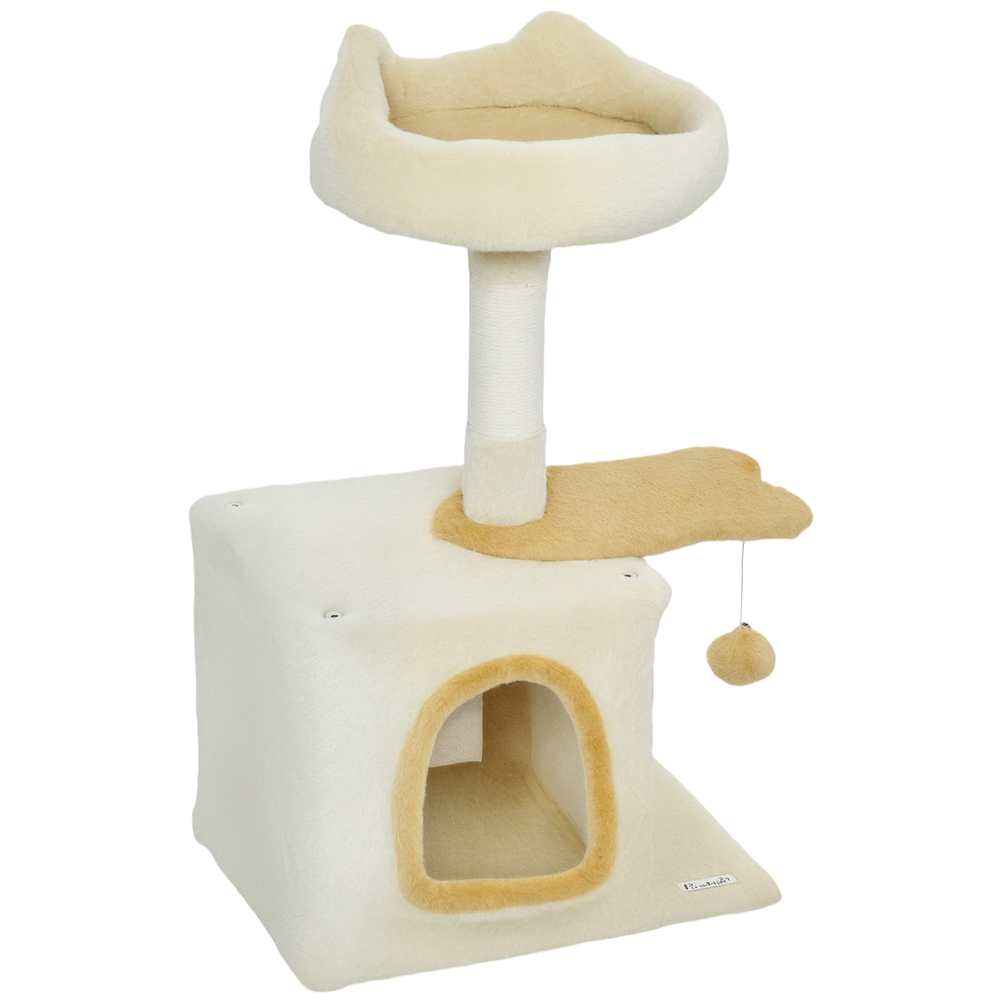 Arbre à chat perchoir plateforme niche beige