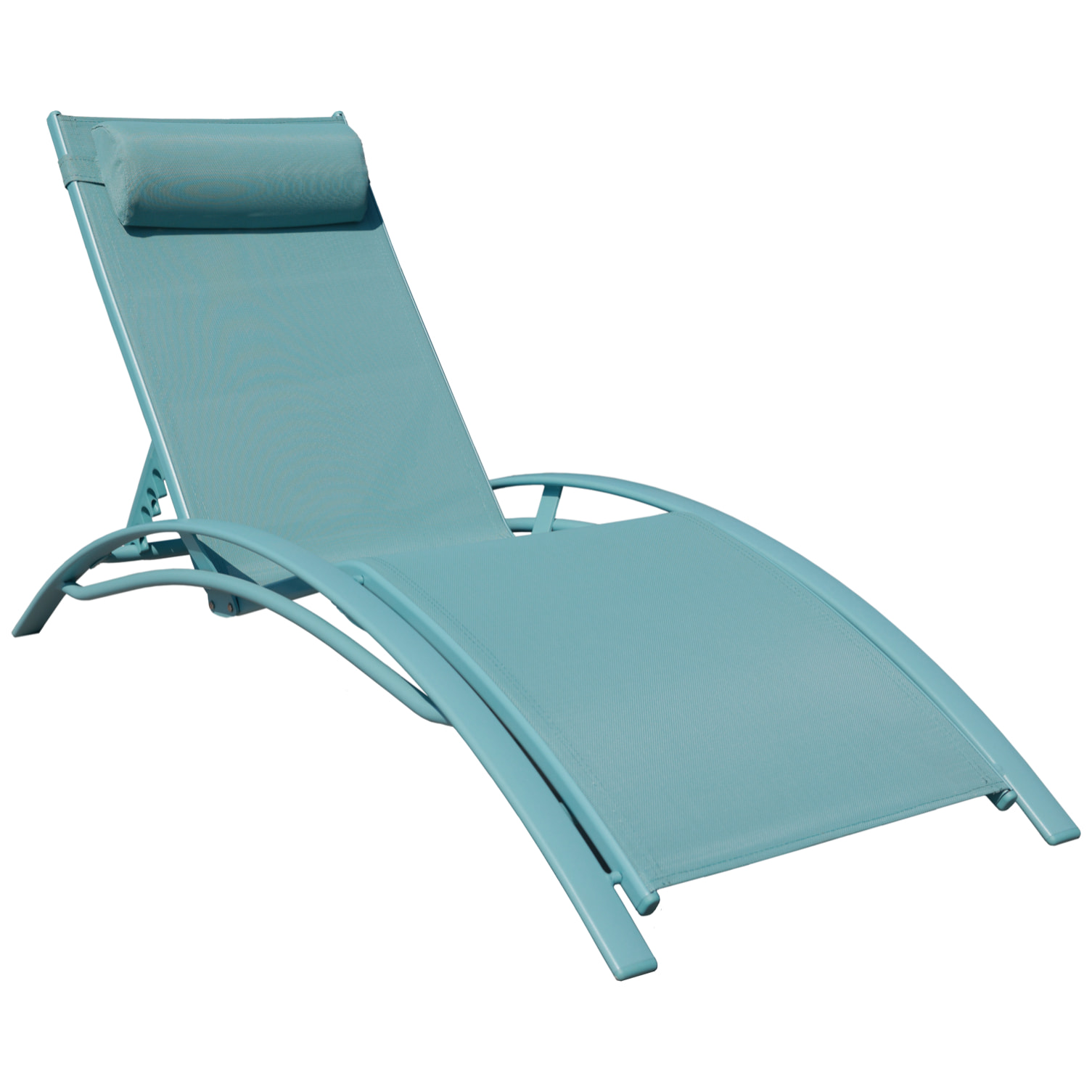 Lot de 2 transats GALAPAGOS en textilène bleu clair - aluminium bleu clair