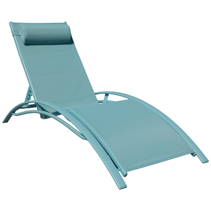 Lot de 2 transats GALAPAGOS en textilène bleu clair - aluminium bleu clair