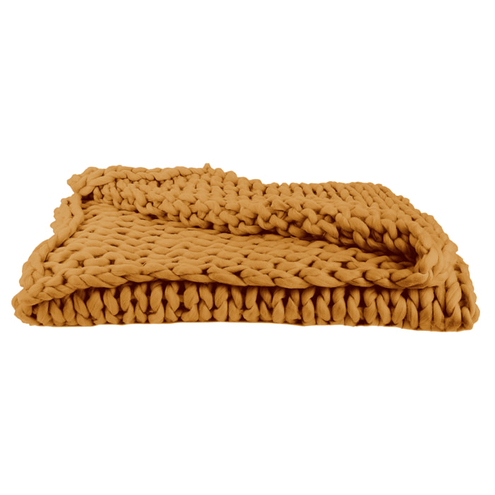 Plaid - HOME DECO FACTORY - Grosse Maille - Chunky - Jaune