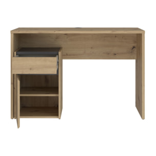 Bureau avec caisson amovible effet bois et gris foncé - L110 CM - KIARA
