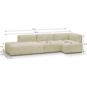 Canapé d'angle à droite modulable 5 places en velours côtelé - MODULO