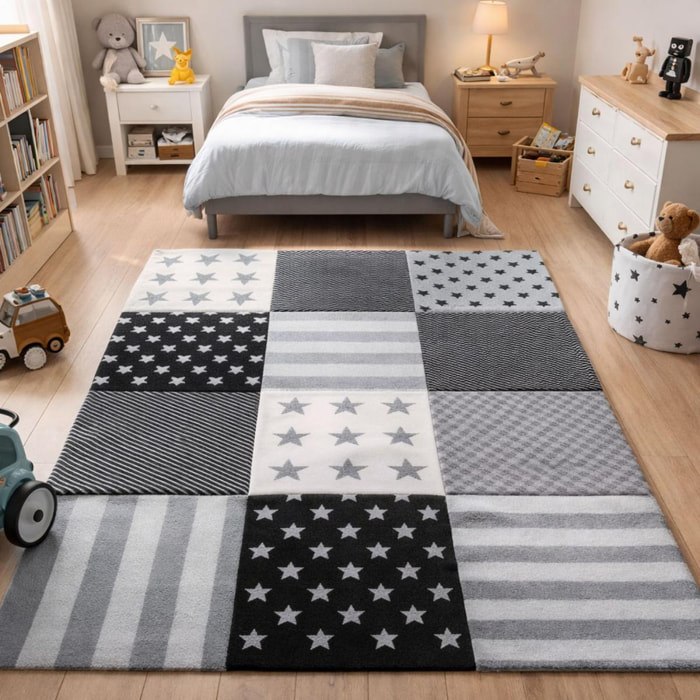 Tapis enfant tissé motif géométrique HUMU