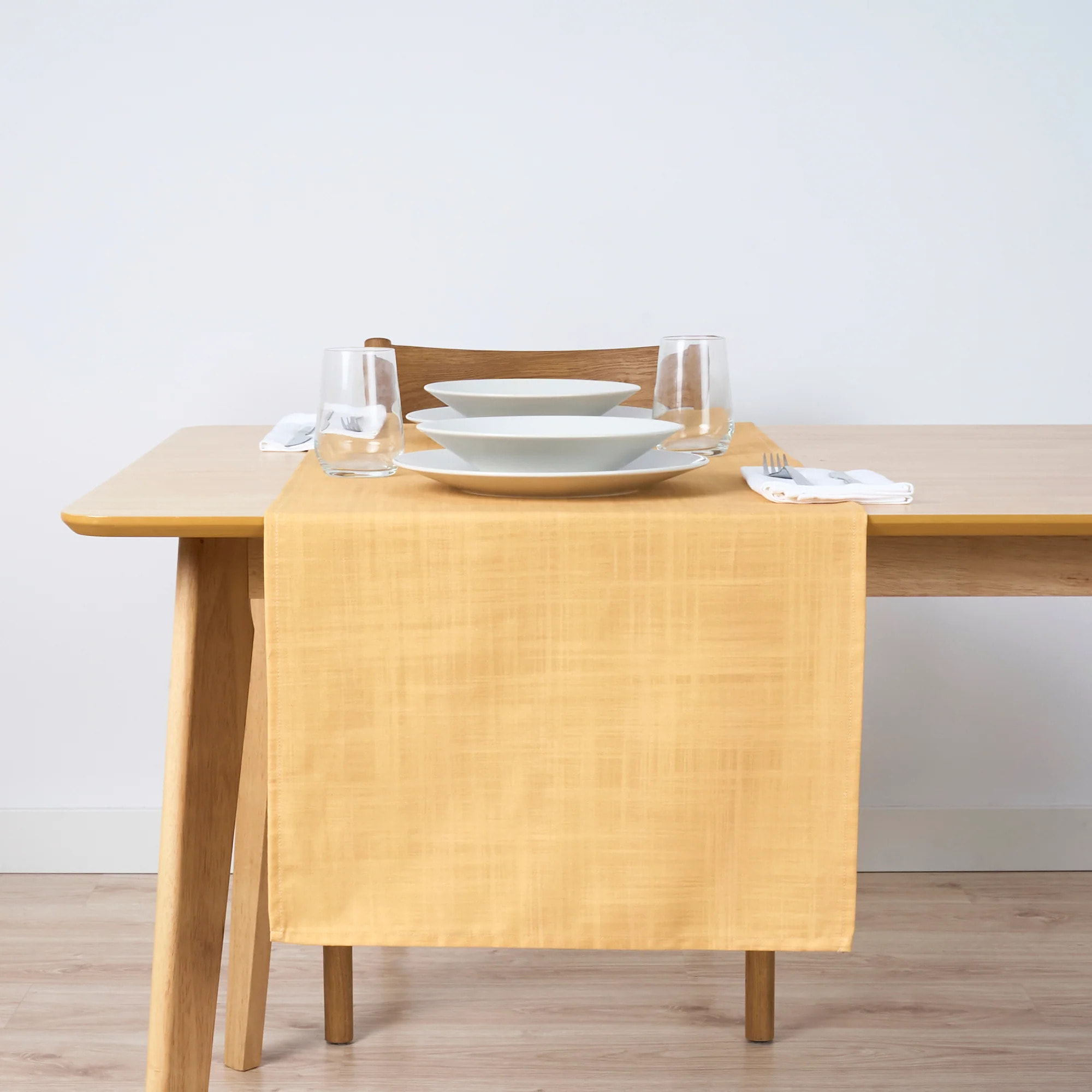 Chemin de table 100 % coton Lesa 125 2 - Moutarde 50x150 cm