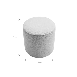 Pouf rond en tissu effet velours texturé écru à motifs D40 cm WANGA