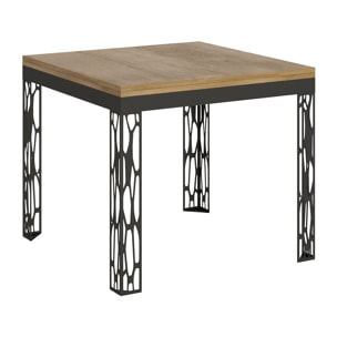 Table Ghibli Libra Chêne Nature 90x90 Allongée 90x180 cadre Anthracite