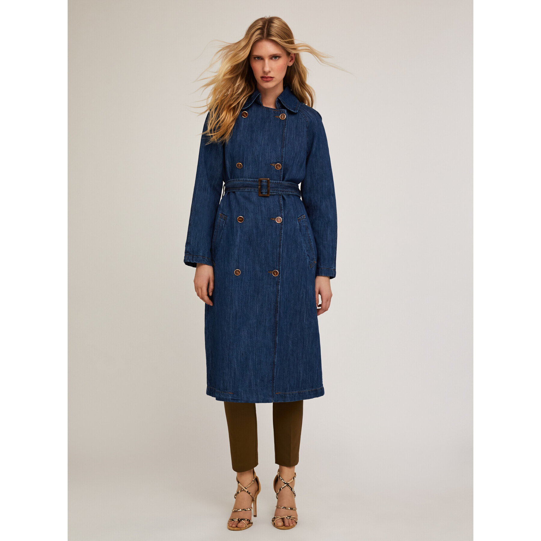 Motivi - Trench in denim misto lino - Blu