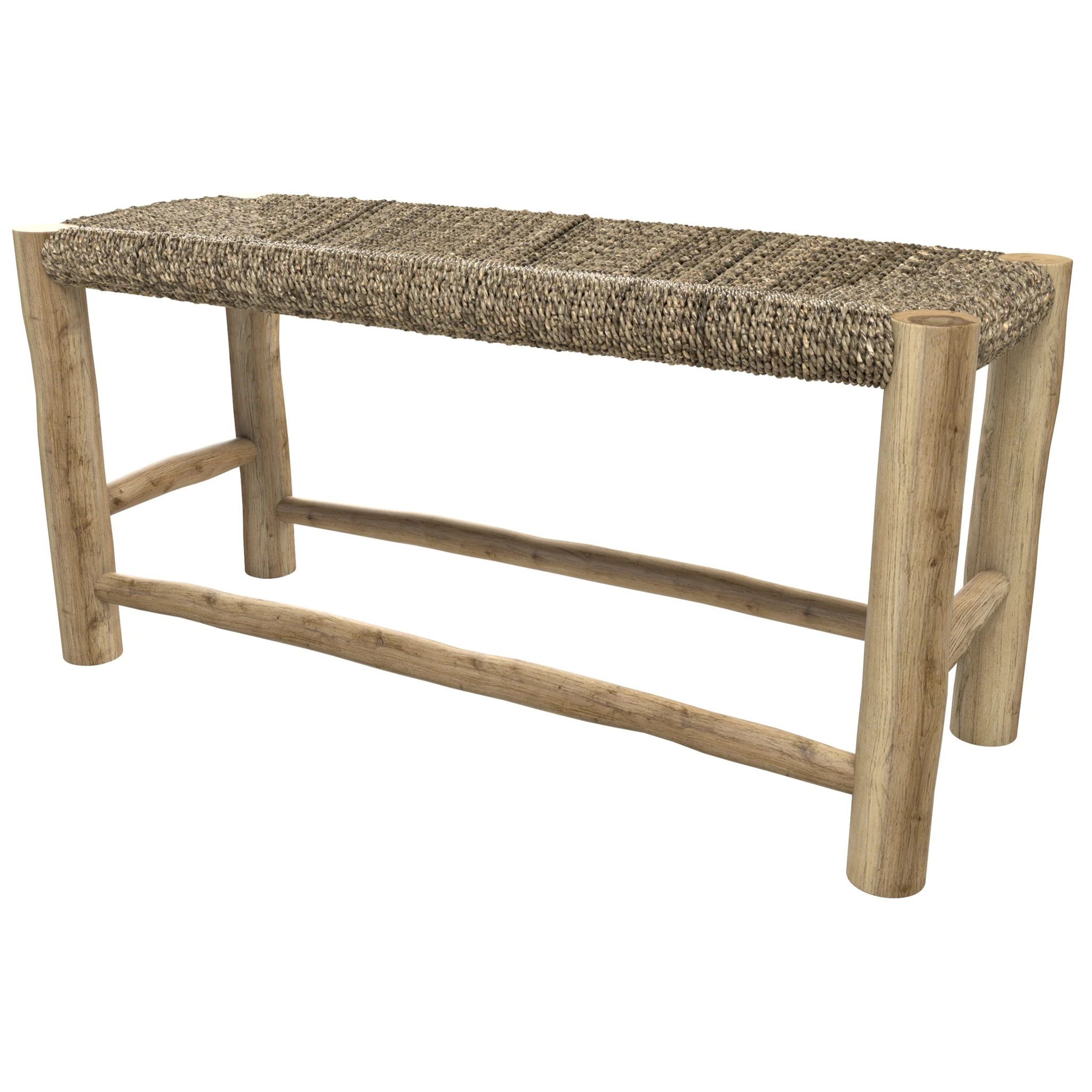 Banc 2 places 90 cm en jonc de mer et branche de teck - Jovan