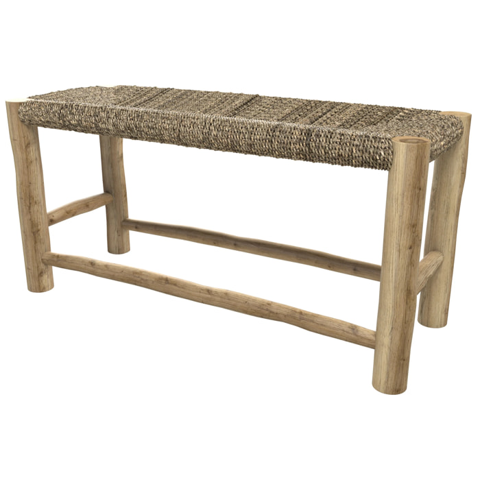 Banc 2 places 90 cm en jonc de mer et branche de teck - Jovan