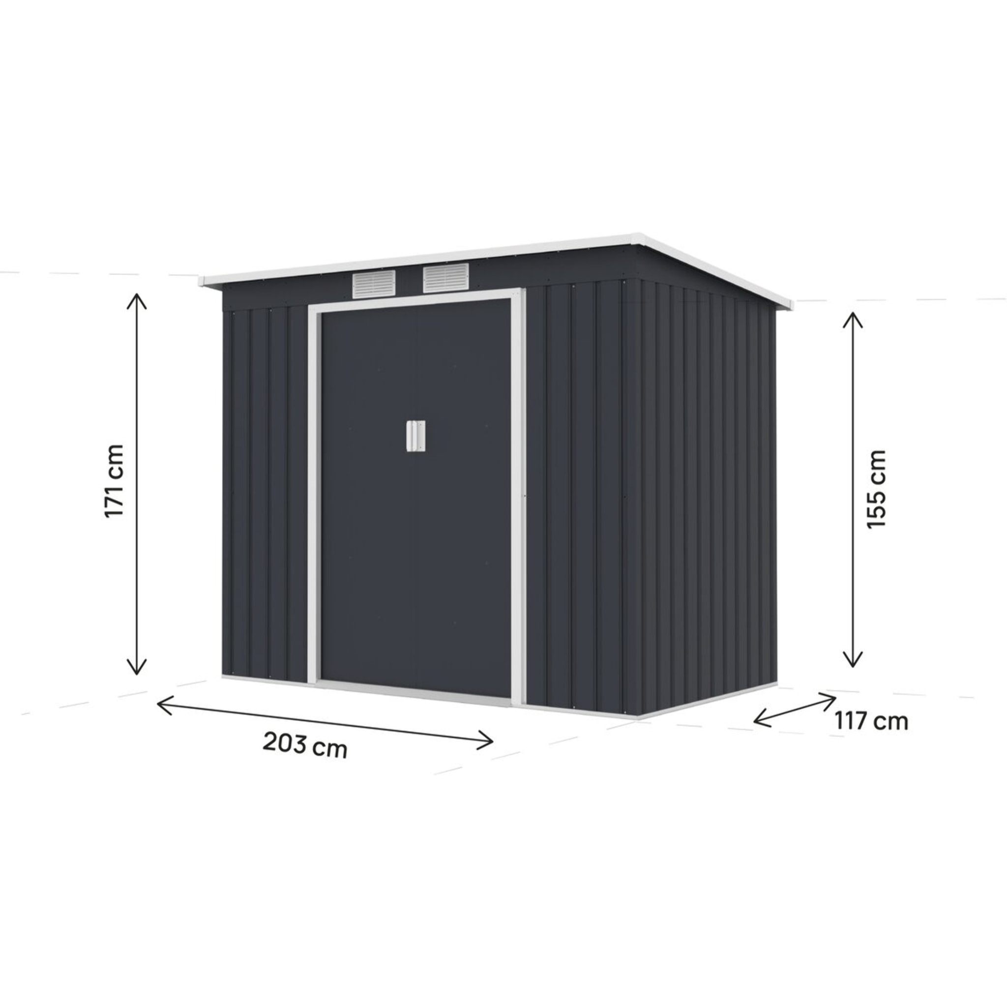 Abri de jardin en métal avec toit monopente métal "Orlando" - 2,81 m² - Gris