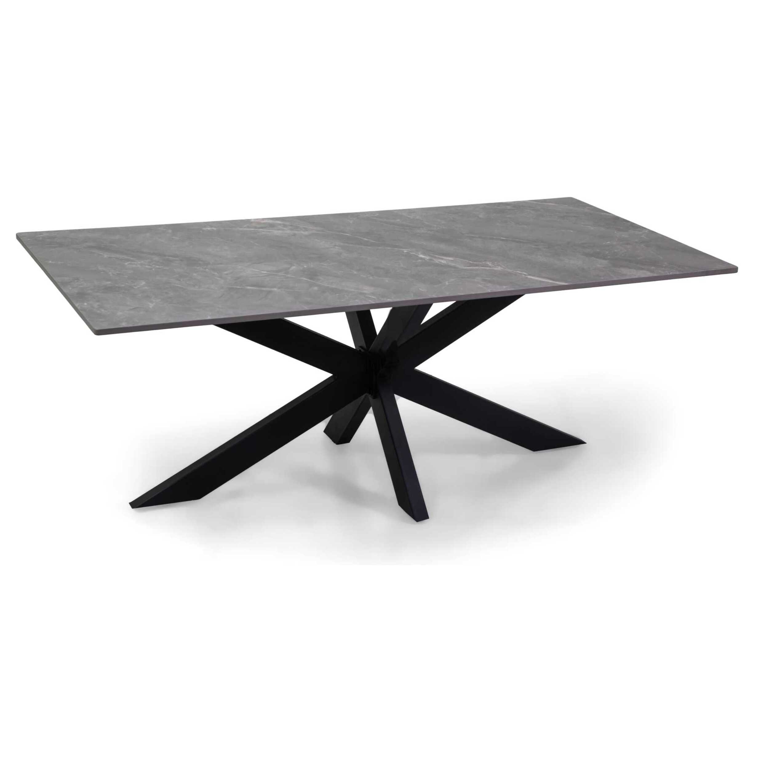 Tavolino Vacchetti in metallo con piano in pietra sinterizzata grigia cm120x65h45