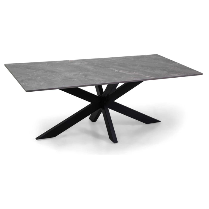 Tavolino Vacchetti in metallo con piano in pietra sinterizzata grigia cm120x65h45