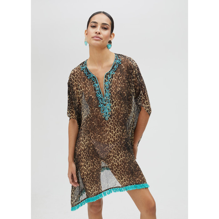Vestito corto stampa animalier