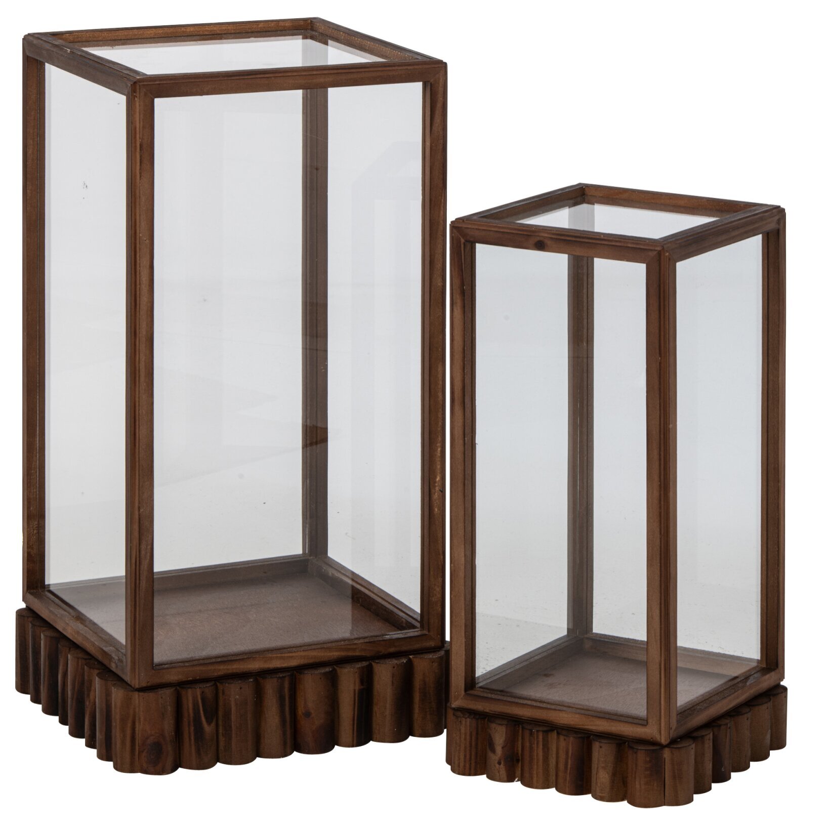 J-Line Set de 2 décorations vitrine rectangle - bois de sapin - marron