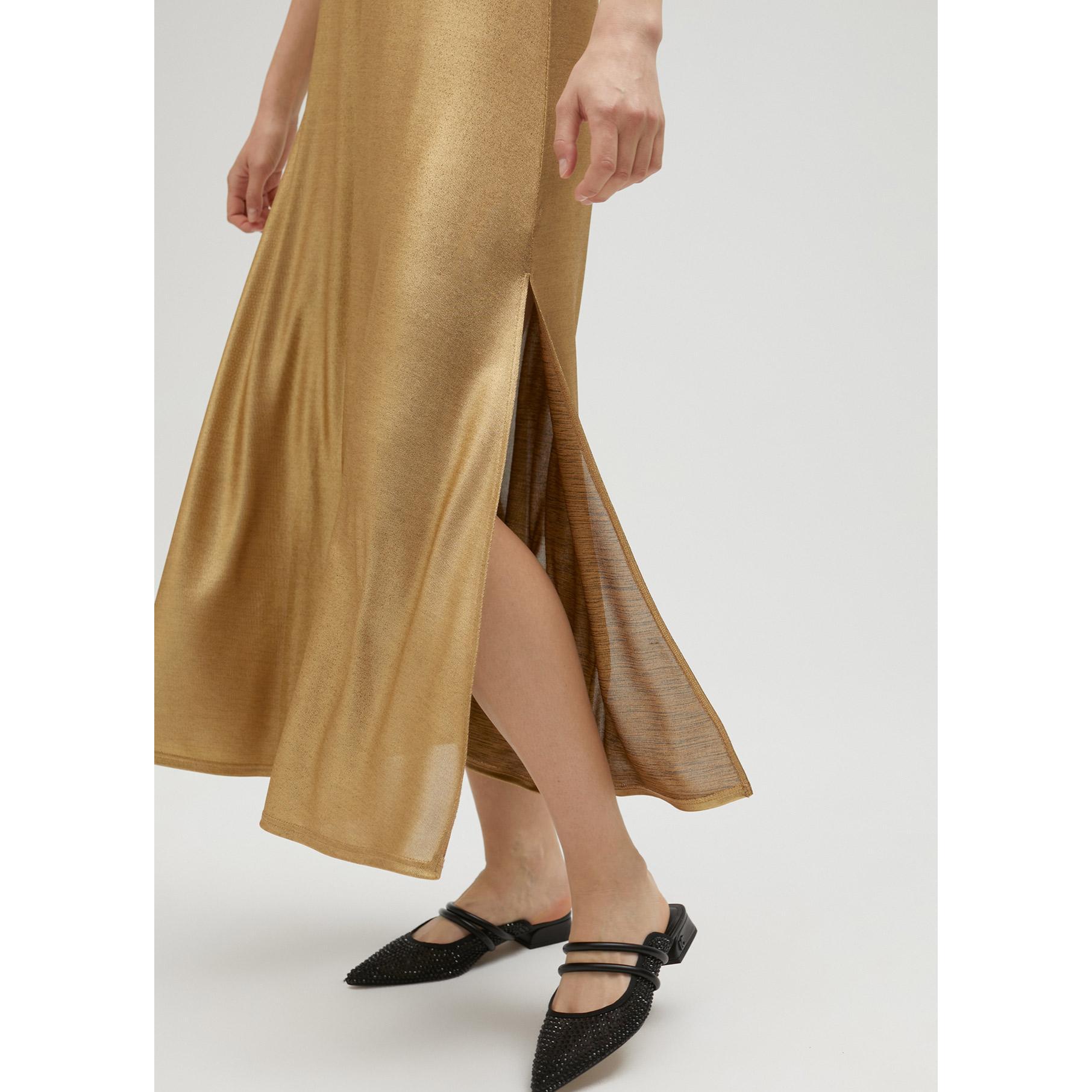 Vestito lungo dorato con spalline