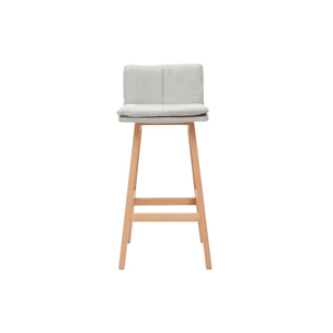 Tabouret de bar en tissu gris perle et bois (lot de 2) JOAN